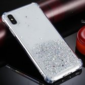 Voor iPhone XS / X vierhoekige schokbestendige glitterpoeder acryl + TPU beschermhoes (transparant)