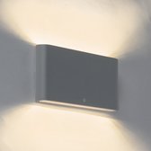 QAZQA batt - Moderne LED Wandlamp voor buiten - 2 lichts - D 30 mm - Donkergrijs - Buitenverlichting