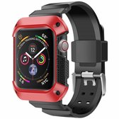 Voor Apple Watch 5/4 generaties 44 mm universele geÃ¯ntegreerde galvaniseerband (rood + zwart)