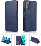 Voor Huawei Honor V30 Kalfs Textuur Magnetische Gesp Horizontale Flip Leren Case met Houder & Kaartsleuven & Portemonnee & Fotolijst (Blauw)