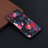 Embossment Patterned TPU Soft Case voor Huawei Honor 10 Lite / P Smart 2019 (rode bloem)