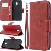 Voor xiaomi redmi 8A lamsvacht textuur pure kleur horizontale flip pu lederen case met houder & kaartsleuven & portemonnee & lanyard (rood)