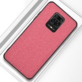 Voor Xiaomi Redmi Note 9 Pro schokbestendige doektextuur PC + TPU beschermhoes (roze)