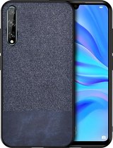 Voor Huawei Enjoy 10s schokbestendige splitsing PU + stoffen beschermhoes (blauw)