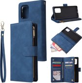 Voor Galaxy S10 Lite multifunctionele horizontale flip lederen tas, met kaartsleuf en houder & rits portemonnee & fotolijst (blauw)
