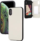 Voor iPhone XS Max GOOSPERY MAGNETISCHE DEURBUMPER Magnetische vangst Schokbestendig Soft TPU + PC-hoesje met kaartsleuf (wit)