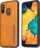 Voor Galaxy A40 Diaobaolee schokbestendige PU + TPU beschermhoes (geel)