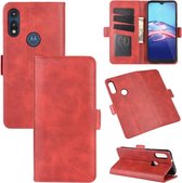 Voor Motorola Moto E 2020 Dubbelzijdige magnetische gesp Horizontale flip lederen tas met houder & kaartsleuven en portemonnee (rood)