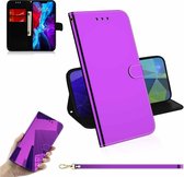 Voor iPhone 12 Pro / 12 Max geÃ¯miteerd spiegeloppervlak horizontale flip lederen tas met houder & kaartsleuven & portemonnee & lanyard (paars)