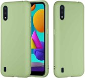 Voor Samsung Galaxy M01 effen kleur vloeibaar siliconen schokbestendig volledige dekking mobiele telefoon beschermhoes (groen)