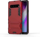 Schokbestendige pc + TPU-hoes voor Galaxy S10 5G, met houder (rood)