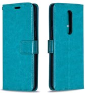 Voor OnePlus 8 Crazy Horse Texture Horizontale Flip Leather Case met houder & kaartsleuven & portemonnee & fotolijst (blauw)