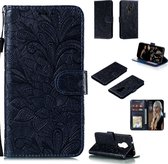 Voor Nokia 7.2 Lace Flower horizontale flip lederen tas met houder & kaartsleuven & portemonnee & fotolijst (zwart)