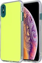 Voor iPhone XR Fine Hole Series TPU + acryl anti-fall spiegel telefoon beschermhoes (fluorescerend groen)
