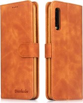 Voor Galaxy A50 Diaobaolee Pure Fresh Texture Horizontaal Flip Leren Case, met Houder & Kaartsleuf & Portemonnee & Fotolijst (Geel)