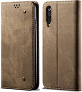 Voor Geschikt voor Xiaomi mi 9 denim textuur casual stijl horizontale flip lederen tas met houder & kaartsleuven & portemonnee (kaki)