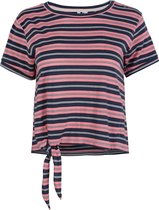 O'Neill T-Shirt Women Striped Knotted Pink With Blue Xs - Pink With Blue 50% Biologisch Katoen Round Neck