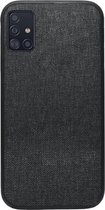 ADEL Siliconen Back Cover Softcase Hoesje Geschikt voor Samsung Galaxy A51 - Stoffen Textiel Zwart