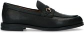 Manfield - Dames - Zwarte leren loafers met goudkleurig detail - Maat 40
