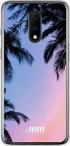 OnePlus 7 Hoesje Transparant TPU Case - Sunset Palms #ffffff