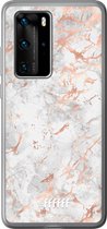 Huawei P40 Pro Hoesje Transparant TPU Case - Peachy Marble #ffffff