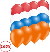 Oranje Versiering Ballonnen Oranje Rode Witte Blauwe EK Koningsdag WK 100 Stuks Feestversiering Verjaardag Ballon
