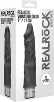 Realrock 7-17 cm Vibrating Dildo - Black - Realistic Vibrators