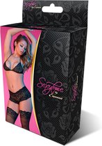 Triangle Bra & Cheeky Short Set - Black - S/M - Lingerie For Her - 2 Pcs Set