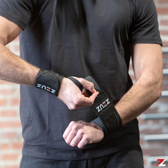 ZEUZ 2 Stuks Polsband voor Fitness & CrossFit - Wrist wraps – Krachttraining – Polsbrace – Zwart - ZEUZ