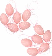30x stuks Pasen/paas hangdecoratie paaseieren roze 6 cm. Pasen versieringen thema/paastakken decoratie eieren