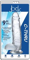 9 Inch C-Thru Dong with Balls - Clear - Realistic Dildos