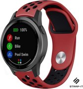 Siliconen Smartwatch bandje - Geschikt voor  Garmin Vivoactive 4 sport bandje - 45mm - Rood/zwart - Strap-it Horlogeband / Polsband / Armband