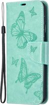 Samsung Galaxy S21 Plus Hoesje - Mobigear - Butterfly Serie - Kunstlederen Bookcase - Turquoise - Hoesje Geschikt Voor Samsung Galaxy S21 Plus