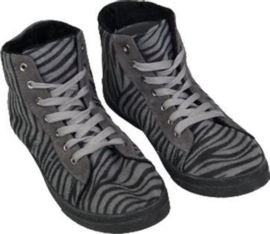 Schoenen half hoog panterprint met voering INGE - Grijs/ Zwart - Maat 38