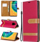 Voor Huawei Mate 30 Pro Kleuraanpassing Denim Textuur Horizontaal Flip Leren Case met Houder & Kaartsleuven & Portemonnee & Lanyard (Rood)