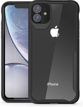 Voor iPhone 11 transparante pc + TPU volledige dekking schokbestendige beschermhoes (zwart)