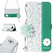 Voor Galaxy S8 + / G955 Orchidee Bloempatroon Horizontaal Flip Leren Case met houder & kaartsleuven & Parelbloem Ornament & Ketting