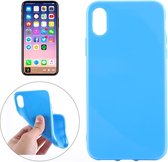 Voor iPhone X / XS Effen kleur Glad oppervlak Zachte TPU Beschermende achterkant van de behuizing (donkerblauw)