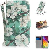 3D Gekleurde Tekening Waterverf Bloempatroon Horizontaal Leren Flip Case voor LG Q Stylo 5, met houder & kaartsleuven en portemonnee