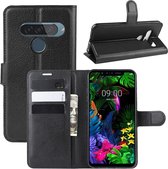 Voor LG G8S ThinQ Litchi Texture Horizontaal Flip Leren Case met Portemonnee & Houder & Kaartsleuven (Zwart)