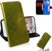 Voor Huawei P Smart Z / Y9 Prime 2019 Effen kleur Kleurrijke magnetische gesp Horizontale flip PU lederen tas met houder & kaartsleuven & portemonnee & draagkoord (geel)