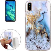 Voor iPhone X / XS blauw marmerpatroon TPU schokbestendige beschermhoes