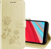 Rose reliëf horizontale flip milieu PU lederen tas voor Geschikt voor Xiaomi Redmi S2, met houder & kaartsleuven & portemonnee (goud)