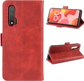 Voor Huawei Nova 6 dubbele gesp Crazy Horse Business mobiele telefoon holster met kaarthouder beugelfunctie (rood)