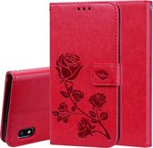 Rose reliÃ«f horizontaal Flip PU lederen tas voor Galaxy A10, met houder & kaartsleuven & portemonnee (rood)