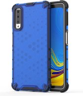 Shockproof Honeycomb PC + TPU Case voor Galaxy A7 (2018) (Blauw)
