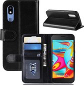 R64 textuur enkele vouw horizontale flip lederen case voor Galaxy A2 Core, met houder & kaartsleuven & portemonnee (zwart)