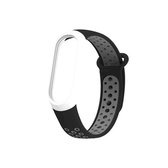 Kleurrijke siliconen polsband horlogeband voor Geschikt voor Xiaomi Mi Band 3 & 4 (zwart grijs)