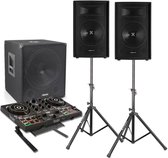 DJ set met Hercules DJ controller - Complete DJ set met 1100W geluidsinstallatie (subwoofer en tops) en Hercules Inpulse 200 controller - Zwart