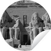Tuincirkel Tempel van Aboe Simbel in zwart-wit - 60x60 cm - Ronde Tuinposter - Buiten